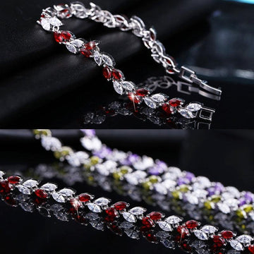 DELIGHTFUL Trendy AAA+ Cubic Zirconia Simulated Diamonds Silver Color Leaf Charming Bracelets - The Jewellery Supermarket
